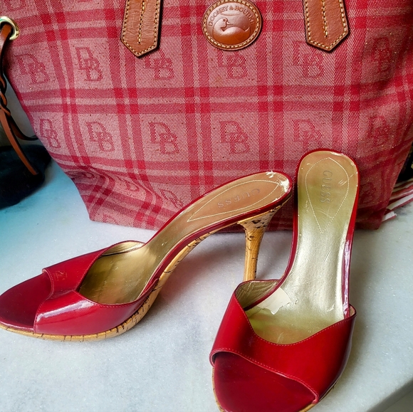 Guess Red Patent Platform Stiletto Heels - Picture 2 of 6